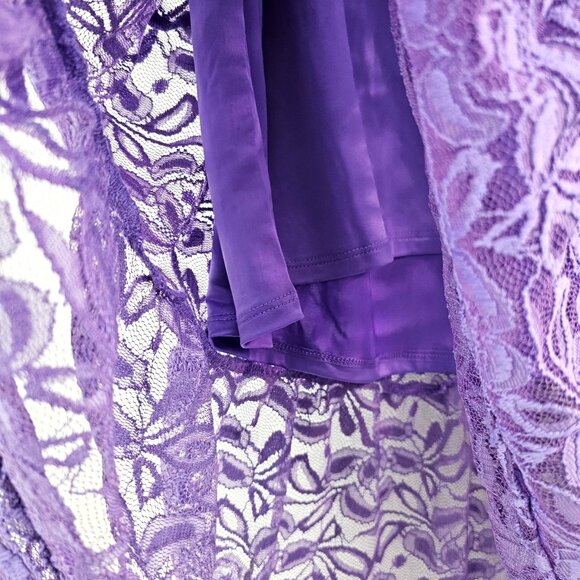 Y2K Lilac Fairy Roses Floral Lace Sheer Midi Skirt Sz 1X Lined Whimsigoth EUC - Picture 3 of 8
